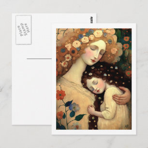 Postal Feliz Día de la Madre y pintura de la hija