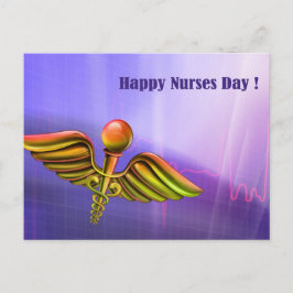 Postal Feliz Día de las Enfermeras. Caduceus médico