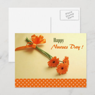 Postal Feliz Día de las Enfermeras. Daisies coloridos