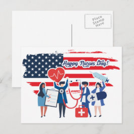 Postal Feliz Día de las Enfermeras. Diseño Patriótico de
