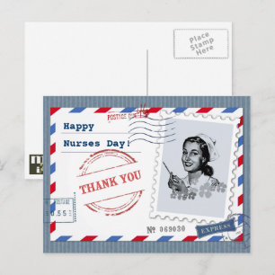 Postal Feliz Día de las Enfermeras. Enfermero retro