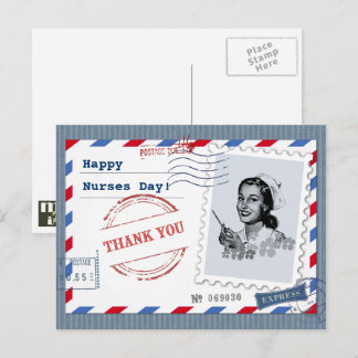 Postal Feliz Día de las Enfermeras. Enfermero retro