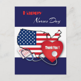 Postal Feliz Día de las Enfermeras. Patriótico de los Est