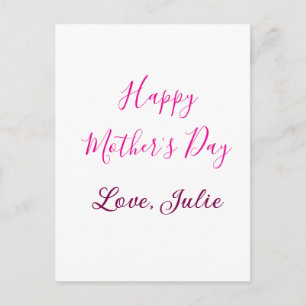 Postal Feliz día de las madres caligrafía rosa mamá abuel