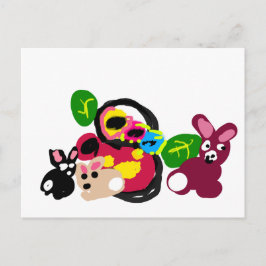 Postal Feliz día de las madres conejitos y conejo 