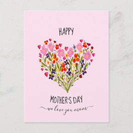 Postal "Feliz Día de las Madres" Corazón de Flor de Acuar