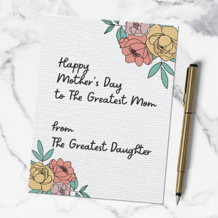 Postal Feliz Día de las Madres Gran Mamá Flores Florales 