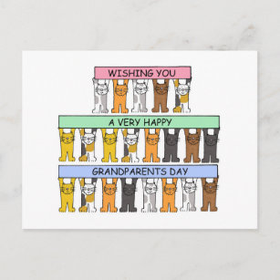 Postal Feliz Día de los Abuelos, gatos Personalizados bon