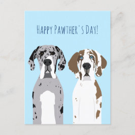 Postal Feliz Día de los Padres Cute Gran Perro de Danés A