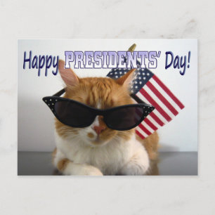 Postal Feliz Día de los Presidentes Gato Genial con Tarje