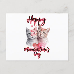 Postal Feliz Día de Meowentine, pareja de gatos de San Va