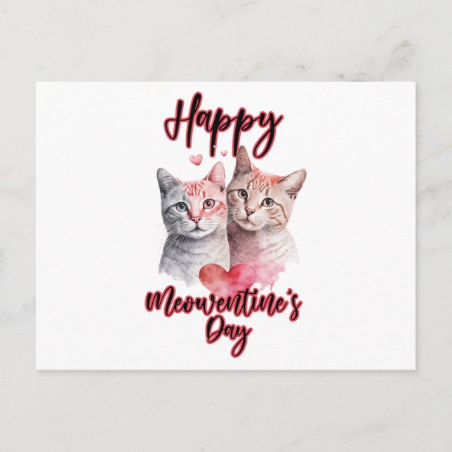 Postal Feliz Día de Meowentine, pareja de gatos de San Va (Anverso)