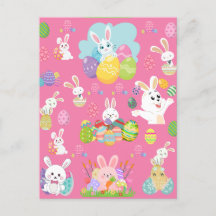 Feliz Día de Pascua- Patrón Gracioso Conejo Y Huev