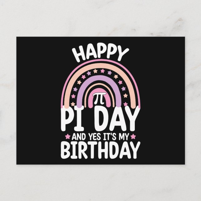 Postal Feliz Día de Pi Y Sí Es Mi Cumpleaños Arcoíris de  (Anverso)