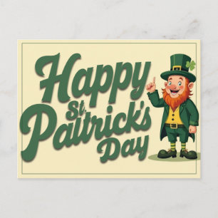 Postal Feliz día de San Patricio adorable duende