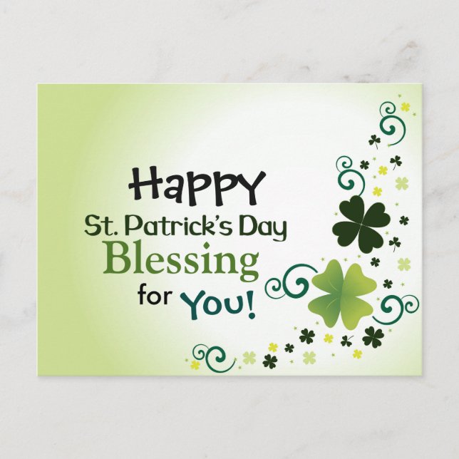 Postal Feliz Día de San Patricio, bendición para ti posta (Anverso)