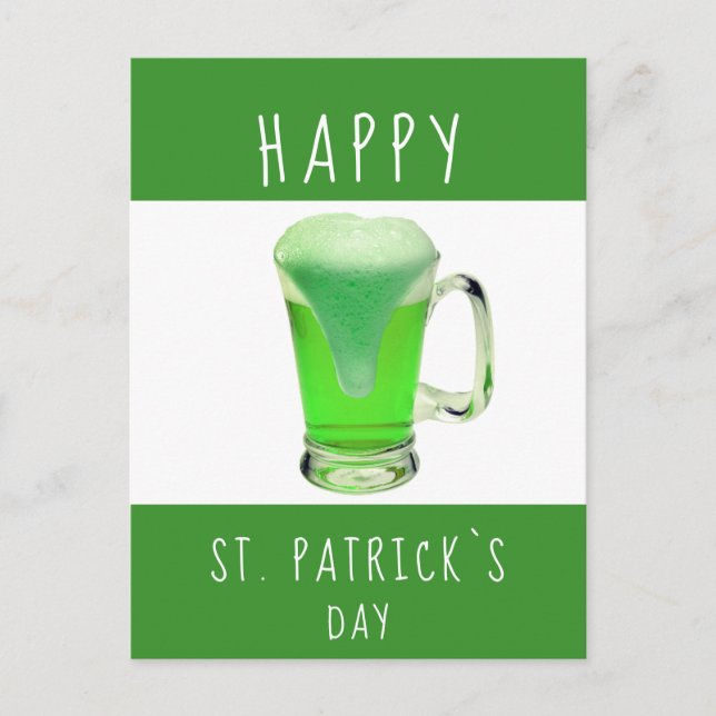 Postal Feliz Día de San Patricio Cerveza Verde (Anverso)
