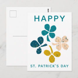 Postal Feliz Día de San Patricio Clover Shamrock Drawing