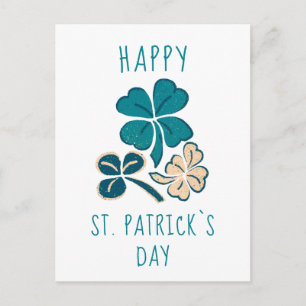 Postal Feliz Día de San Patricio Clover Shamrock Drawing