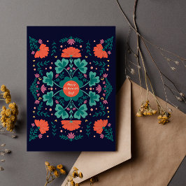 Postal Feliz Día de San Patricio de los payasos y flores