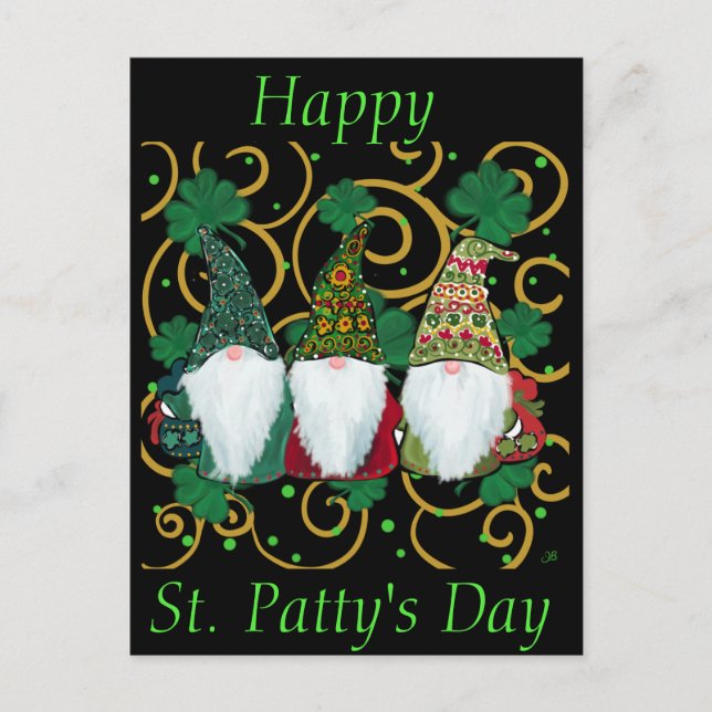 Postal Feliz día de San Patricio GNOMES (Anverso)