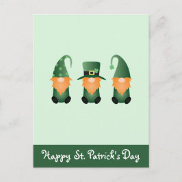 Postal Feliz día de San Patricio Gnomos Verde Naranja