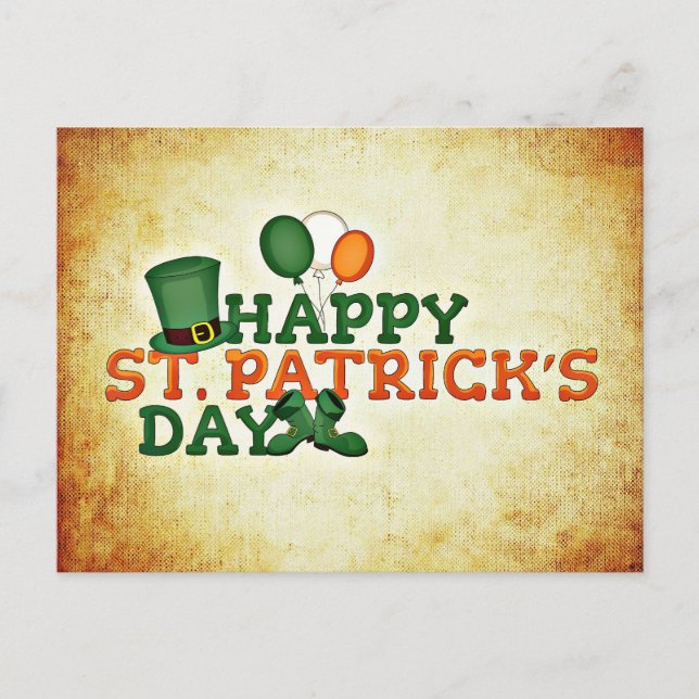Postal Feliz Día de San Patricio, Gorra irlandés (Anverso)