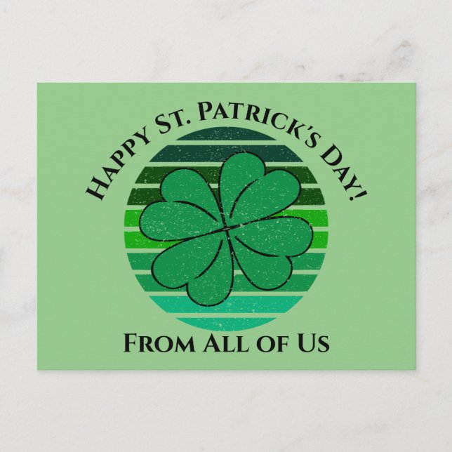 Postal Feliz Día de San Patricio Irlandés 4 Leaf Clover (Anverso)