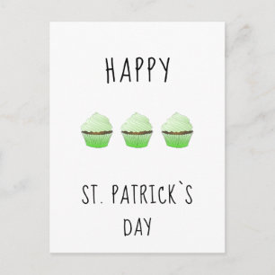 Postal Feliz día de San Patricio Muffins Verdes Irlanda