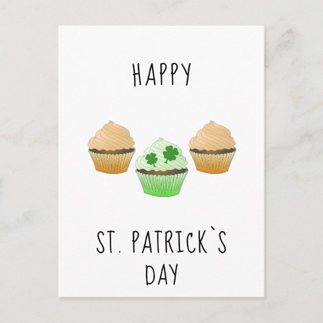 Postal Feliz Día de San Patricio Muffins y Shamrock (Anverso)