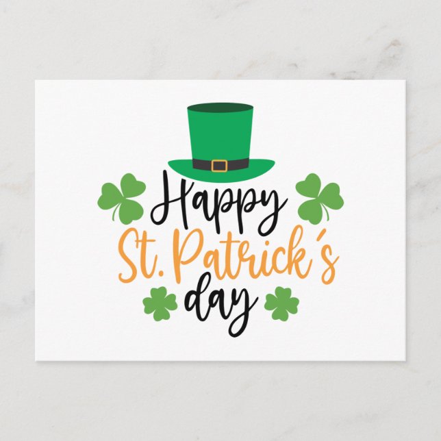 Postal Feliz Día de San Patricio Orgullo Irlandés Shamroc (Anverso)