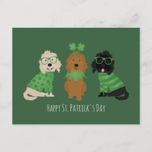 Postal Feliz Día de San Patricio para los perros Goldendo