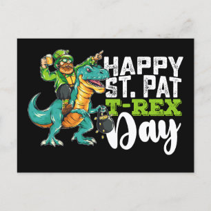 Postal Feliz Día de San Patricio, Pat T Rex Dinosaur