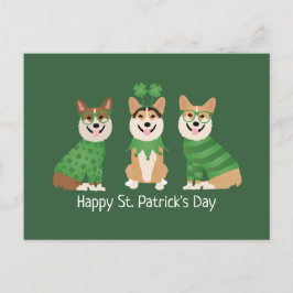 Postal Feliz Día de San Patricio Pembroke Welsh Corgi Dog