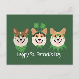 Postal Feliz Día de San Patricio Pembroke Welsh Corgi Dog