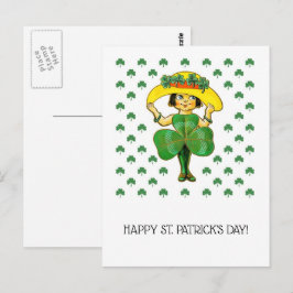 Postal Feliz Día de San Patricio. Pequeño Chica irlandés