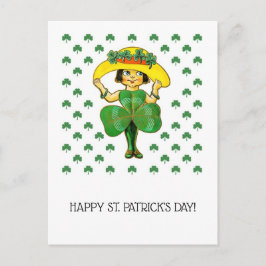 Postal Feliz Día de San Patricio. Pequeño Chica irlandés