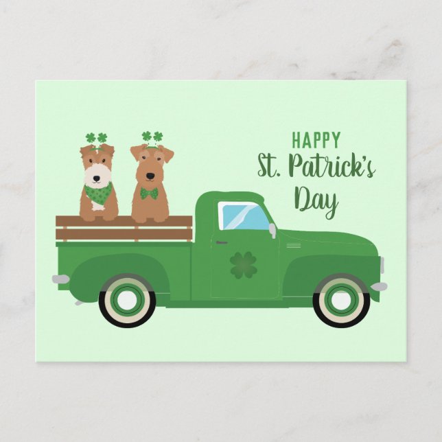 Postal Feliz Día de San Patricio, Perro de Fox Terrier (Anverso)
