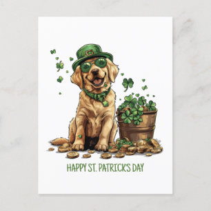 Postal Feliz Día de San Patricio, perro recuperador de la