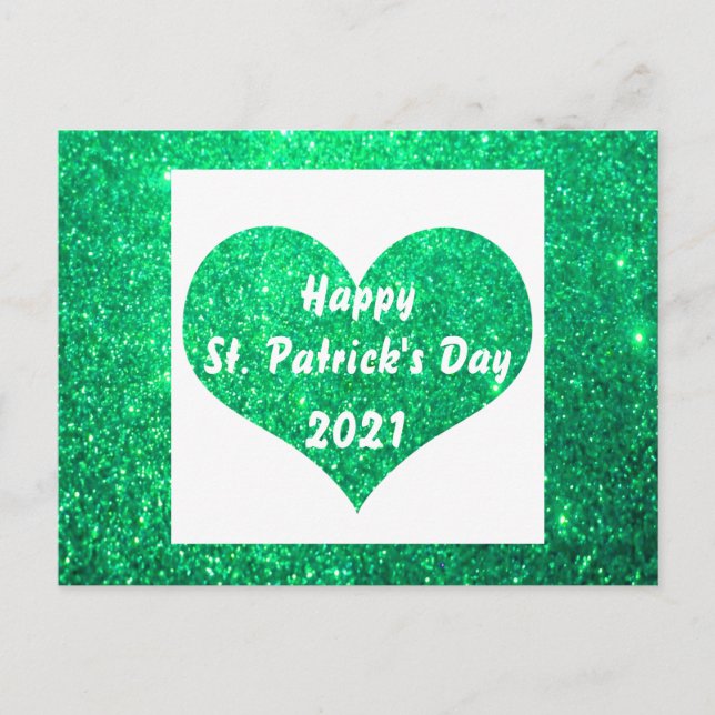 Postal Feliz Día de San Patricio, Purpurina verde lindo (Anverso)
