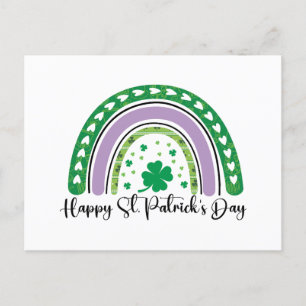 Postal Feliz Día de San Patricio Retro Shamrock Rainbow