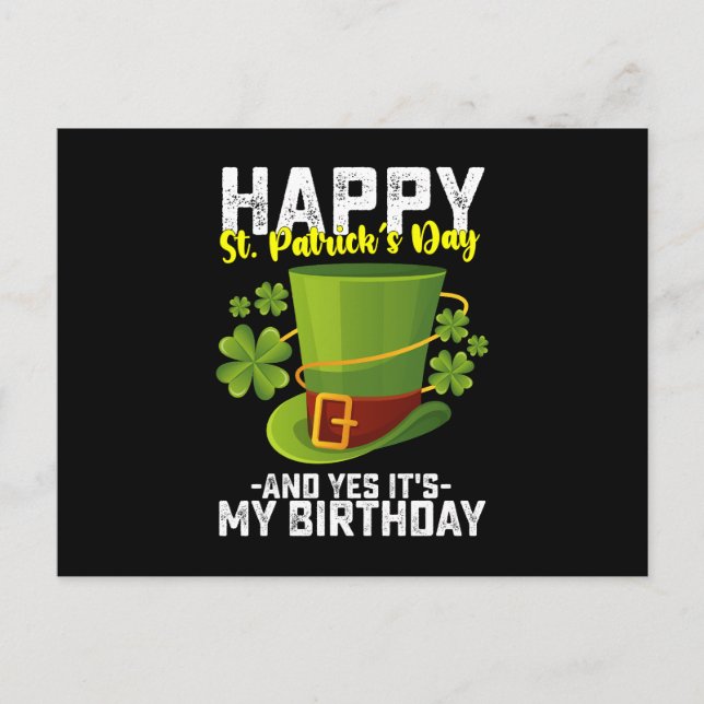 Postal Feliz Día de San Patricio y sí es mi cumpleaños (Anverso)