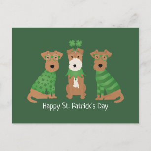Postal Feliz Día de San Patrón Perros de la Fox Terrier