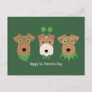 Postal Feliz Día de San Patrón Perros de la Fox Terrier