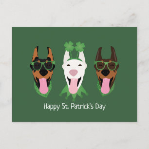 Postal Feliz Día de San Patrón Perros Dobermann