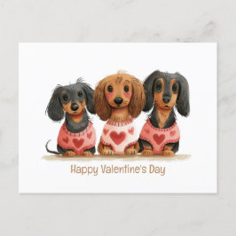 Postal Feliz Día de San Valentín a los perros Dachshund