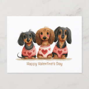 Postal Feliz Día de San Valentín a los perros Dachshund