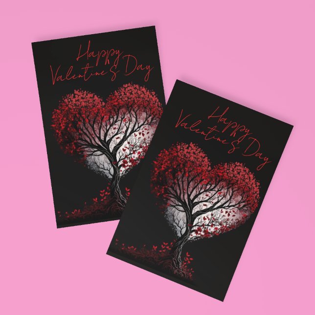 Postal Feliz día de San Valentín Árbol del Corazón Rojo (Subido por el creador)
