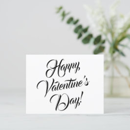 Postal Feliz Día de San Valentín blanco y elegante guión