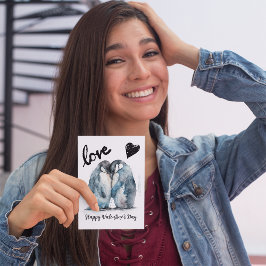 Postal Feliz Día de San Valentín con amor a los pingüinos